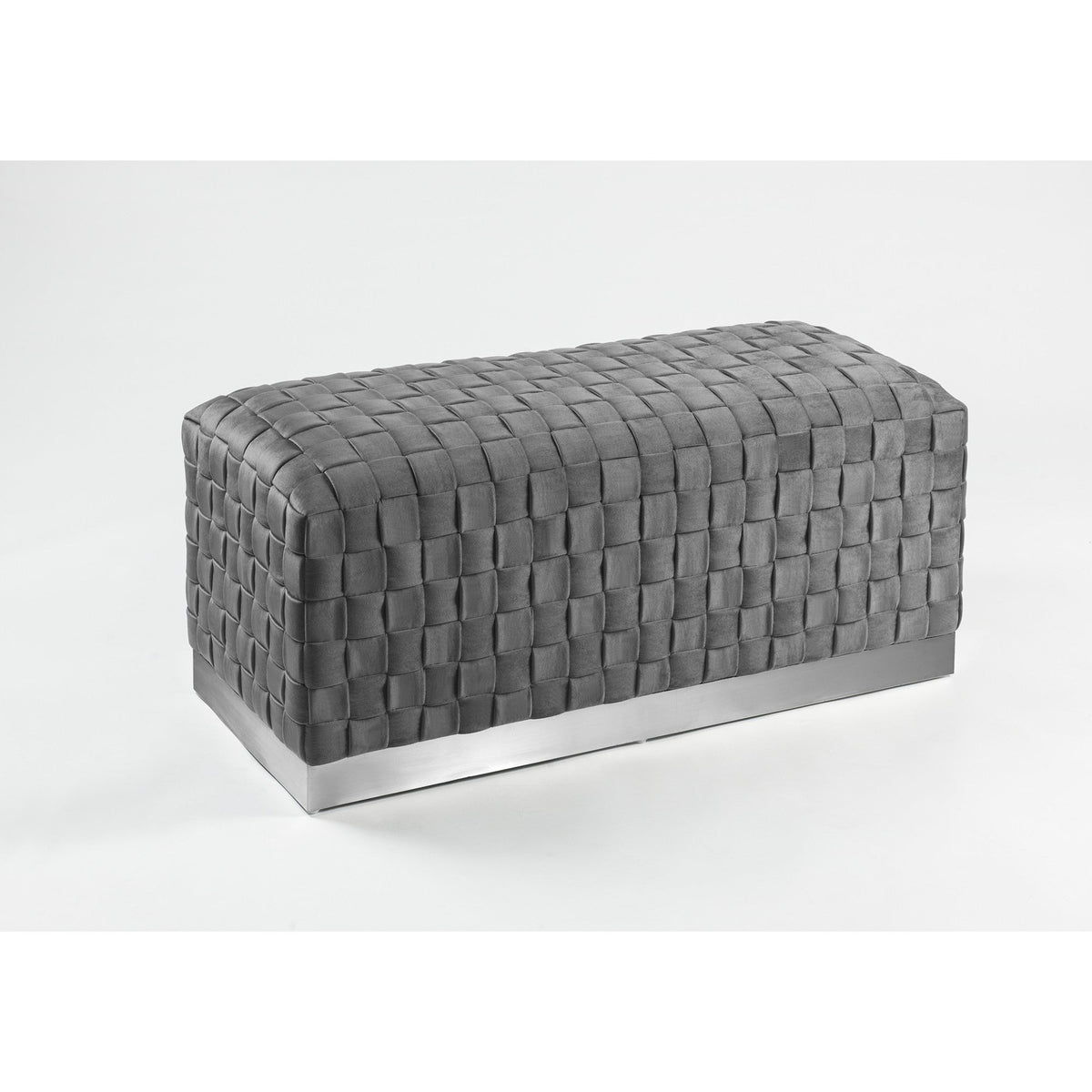 Gray & Silver Upholstered Bedroom Bench L513