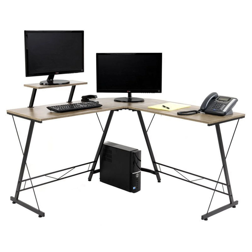 51" Contemporary Wood L-Workcenter D9862
