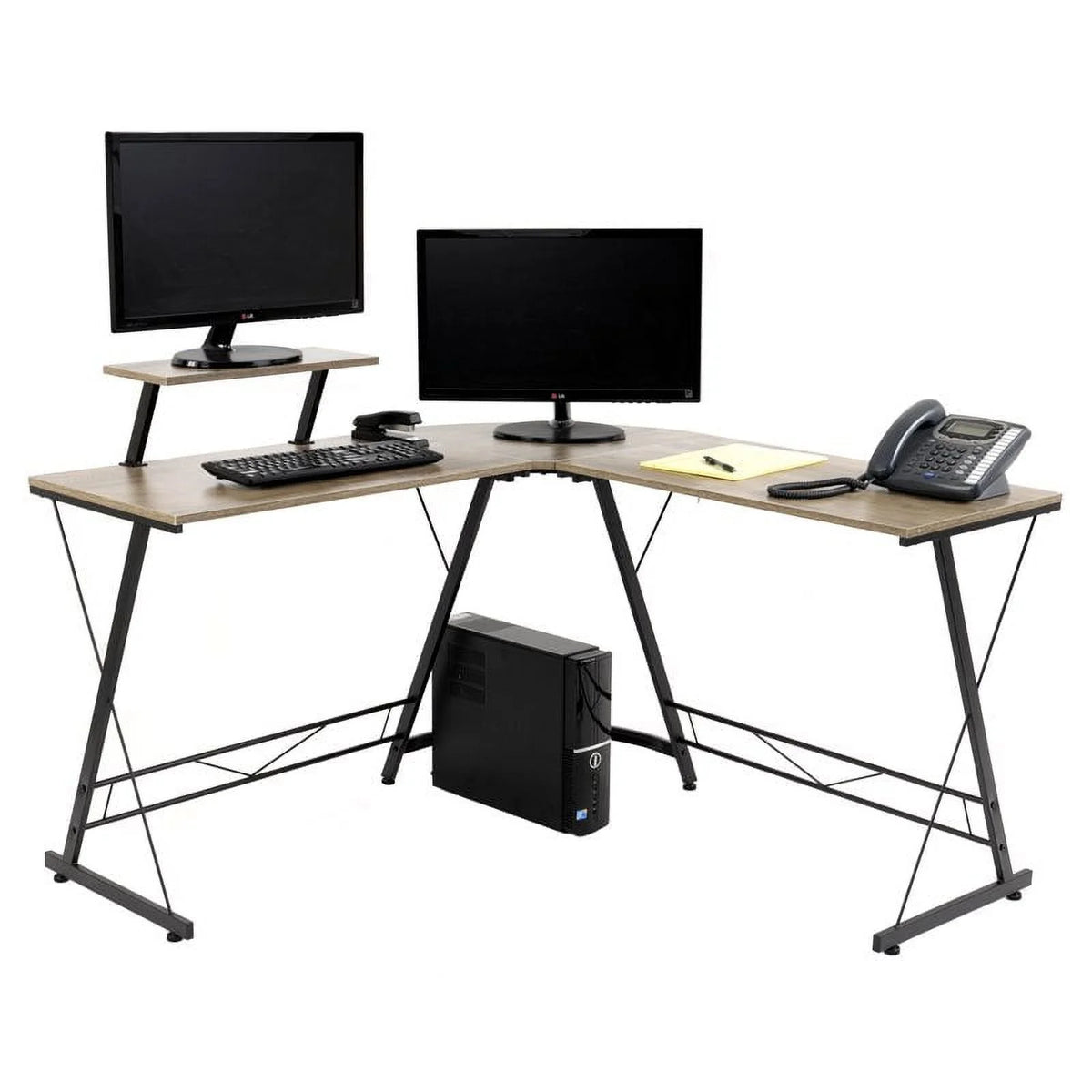 51" Contemporary Wood L-Workcenter D9862