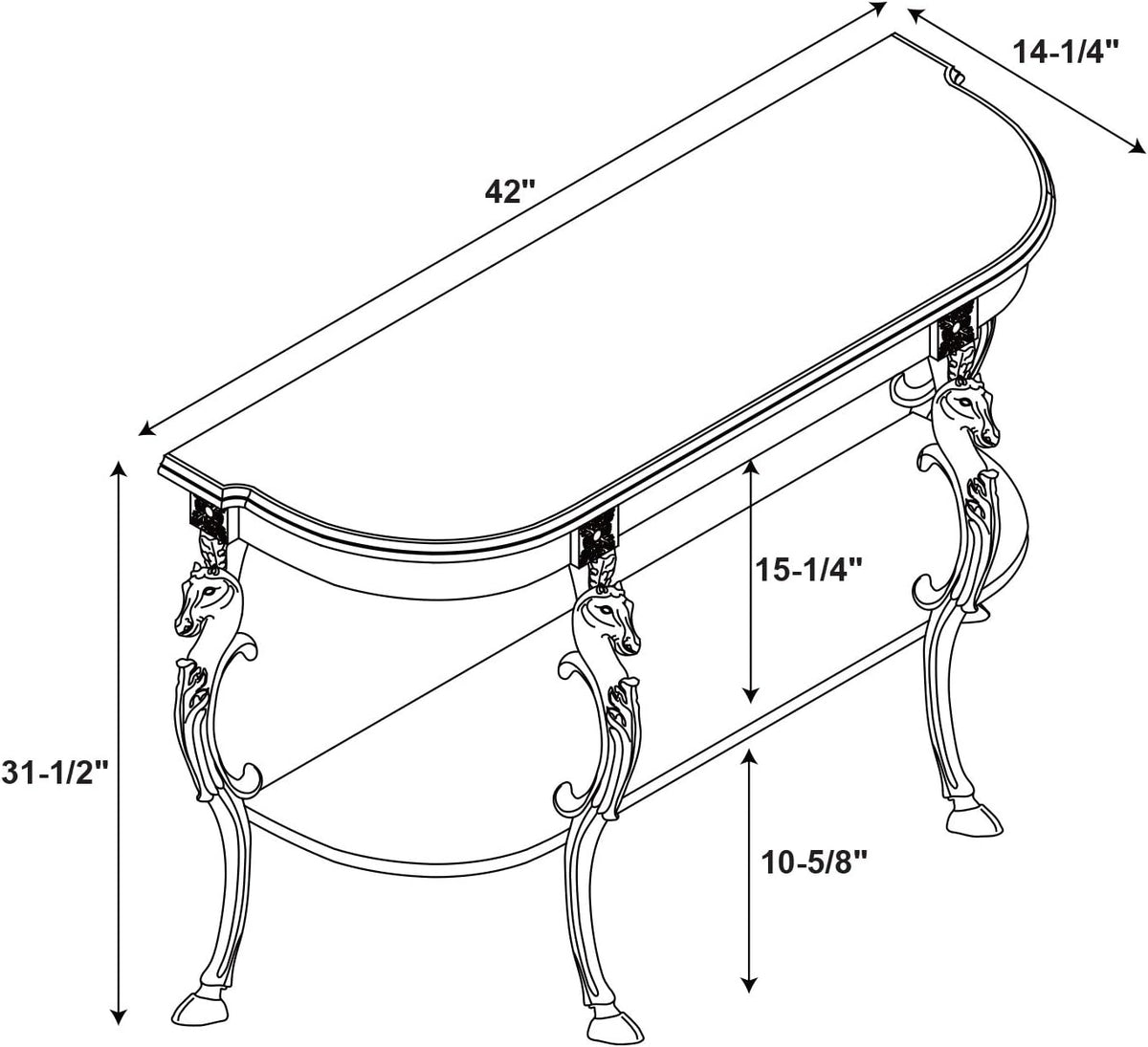 Floral Demilune Console Table with Display Shelf B389