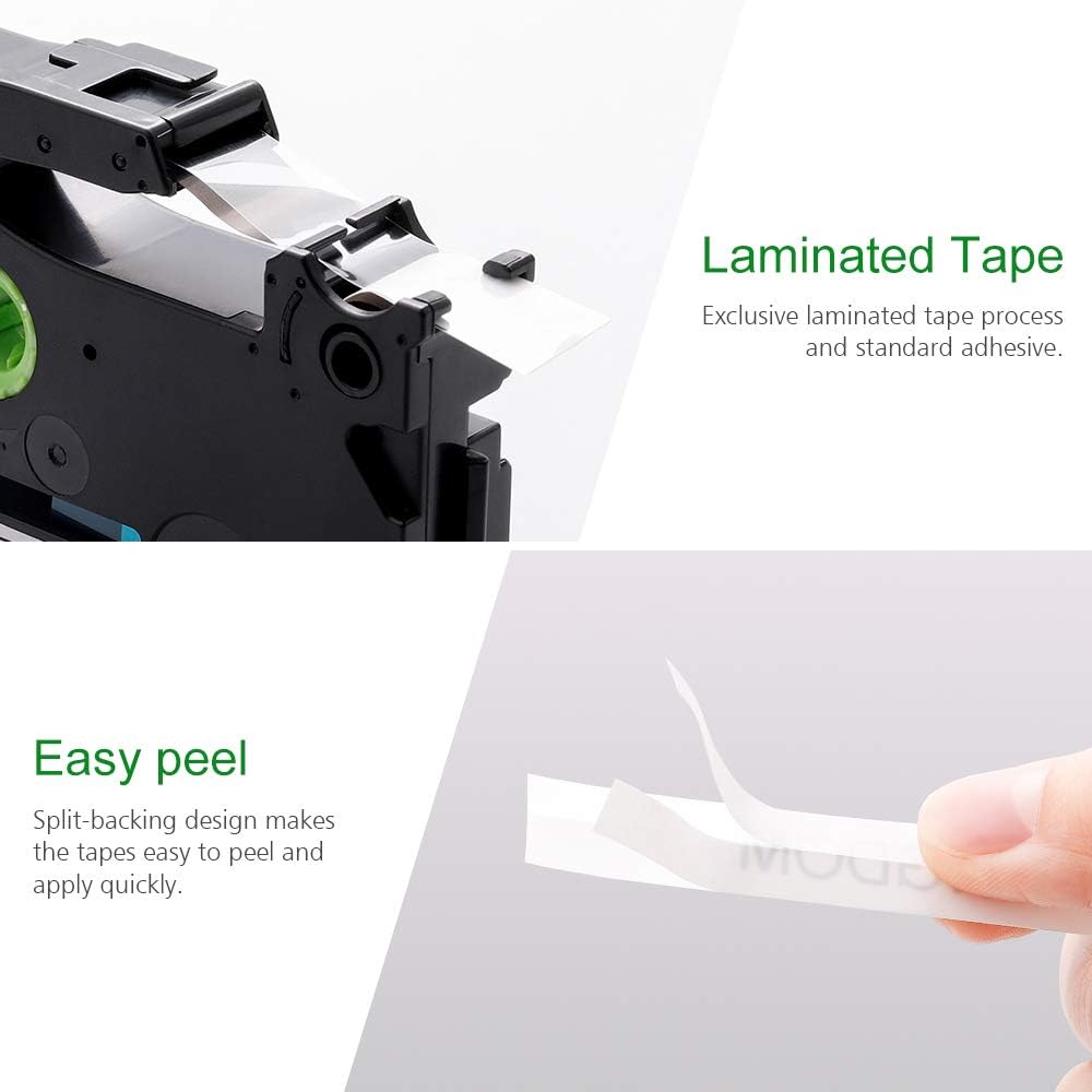 Compatible Label Tape Replacement for Brother P-Touch, 12mm Laminated White, 8M, 20-Pack W8939