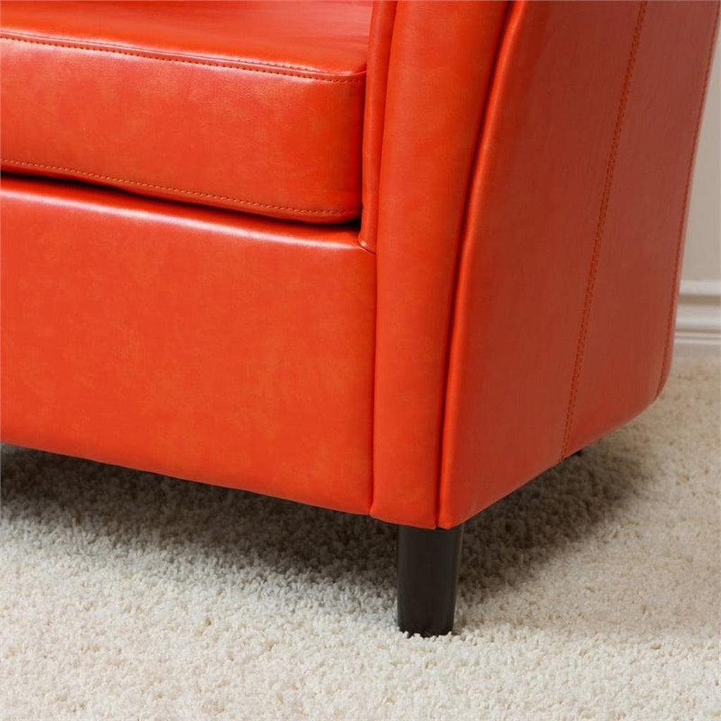Bonded Leather Club Chair in Orange O28982