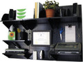 Black Wall Mounted Office Storage Organizer Kit with Metallic Wall Panels O535