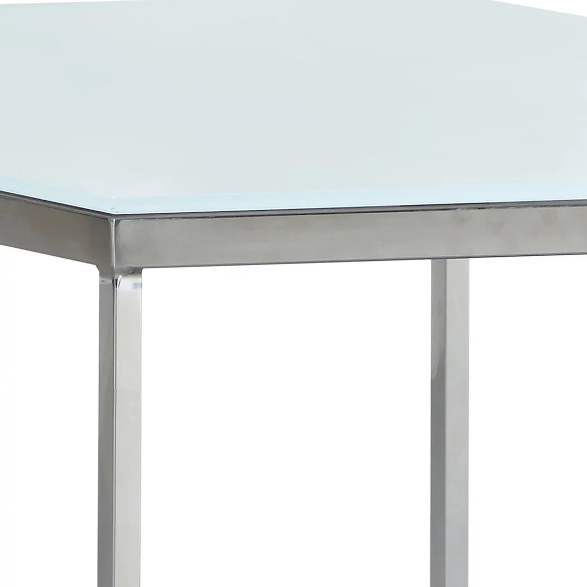Hexagon Glass Top Accent Table White and Silver P823