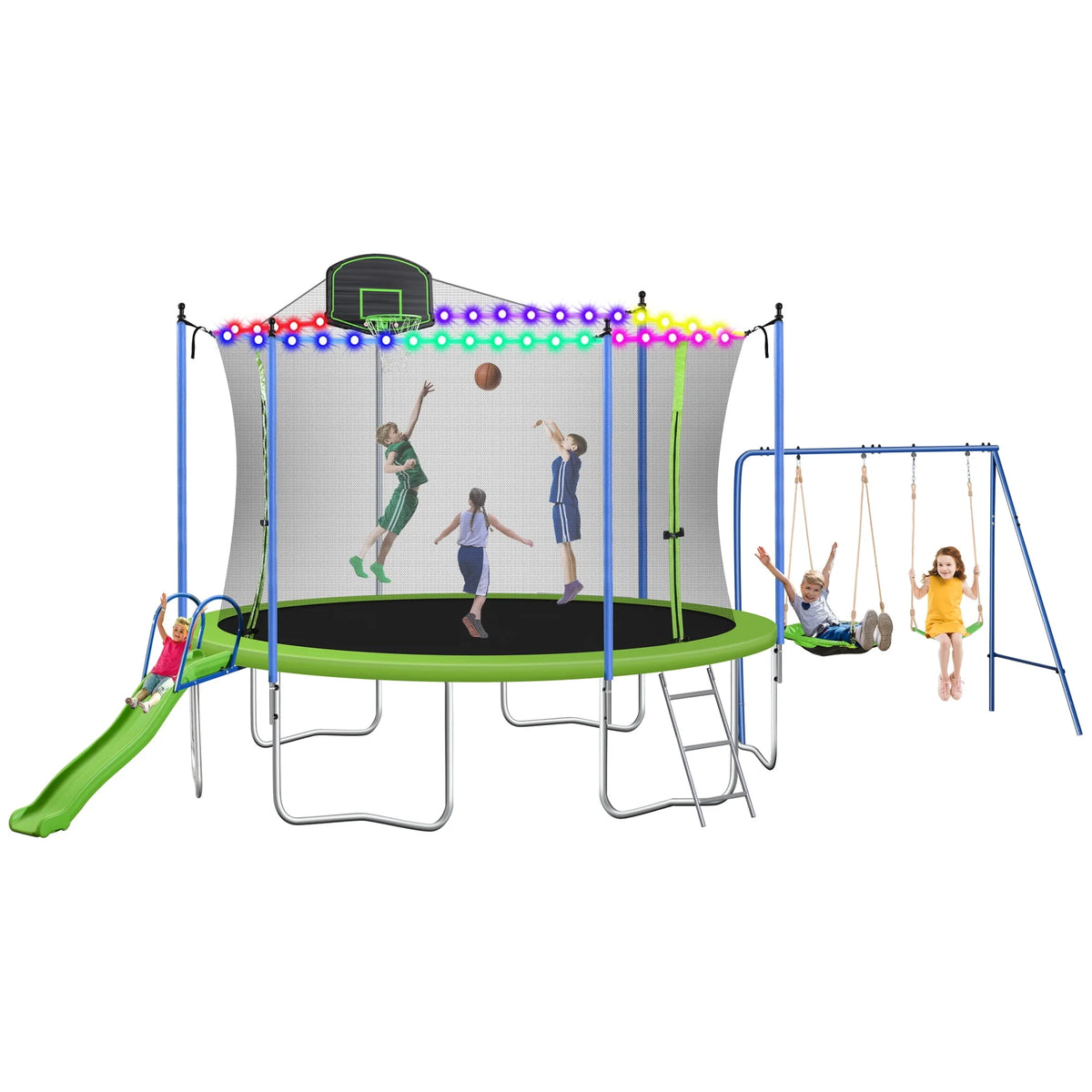 12/14FT Trampoline with Swing and Slide, 1000LBS Capacity N92577