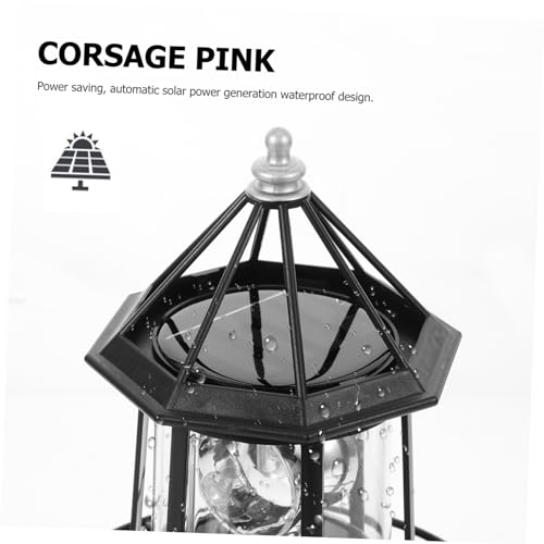 Black Solar Rotating Lighthouse Lawn Ornament B68553