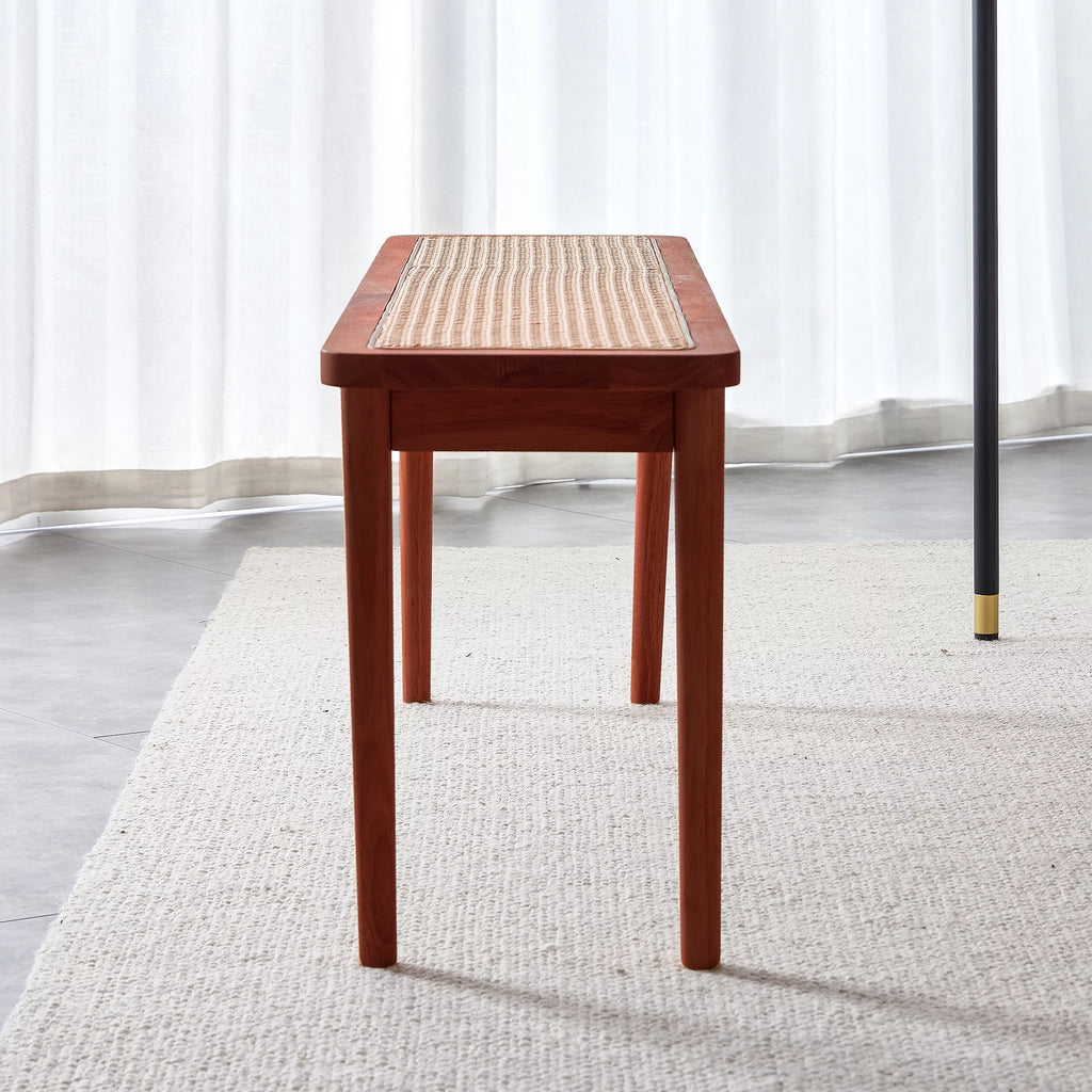 Solid Wood Rattan Woven Bench U360