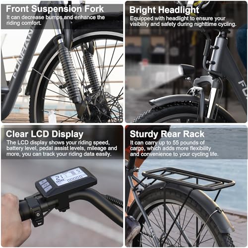 26" 1000W Peak Electric Bike with 48V Removable Li-ion Battery X849