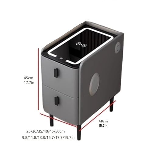White Narrow Side Table with 2 Drawers and LED Light Z97163