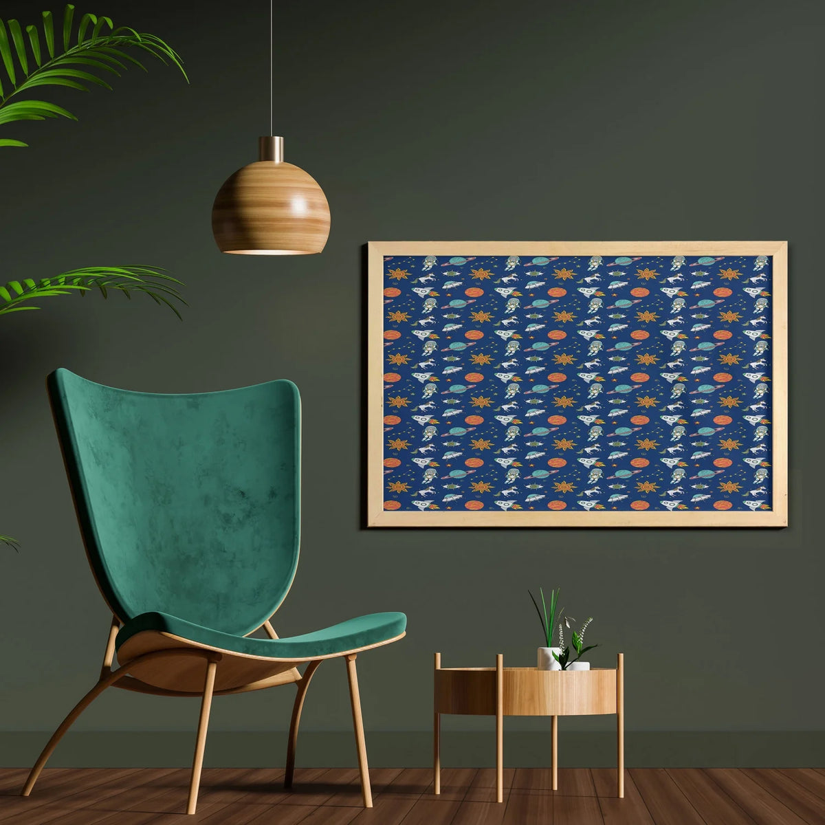 Multicolor Printed Fabric Wall Art with Frame T290