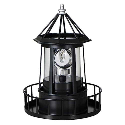 Black Solar Rotating Lighthouse Lawn Ornament B68553