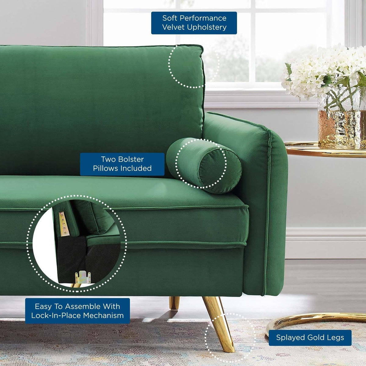 Navy Performance Velvet Sofa X934