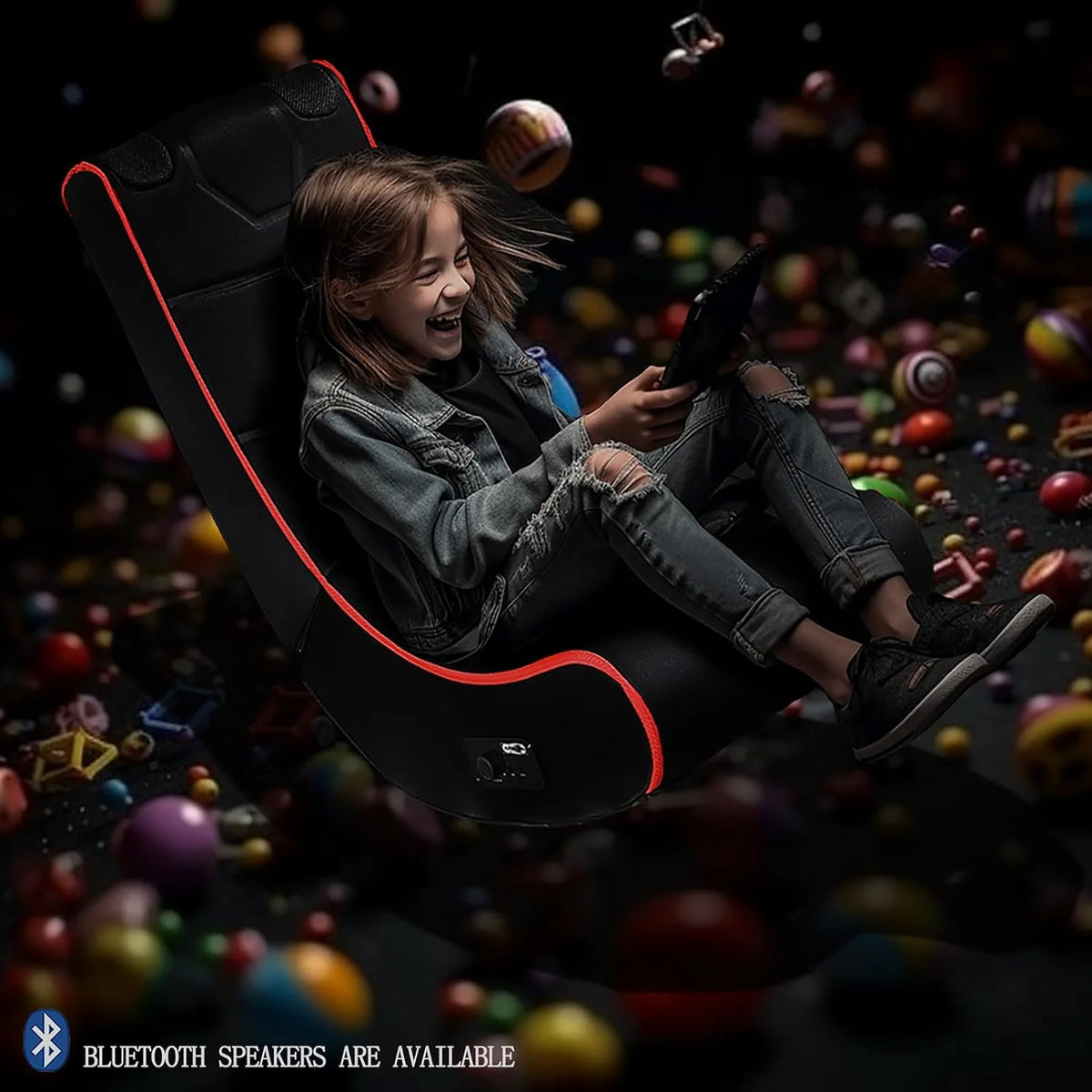 Gaming Floor Rocker Chair with Adjustable Foldable Backrest N705032