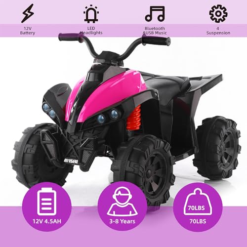 12V Battery Powered Electric Ride On ATV Car with MP3, USB, LED Headlight (Red) X425504