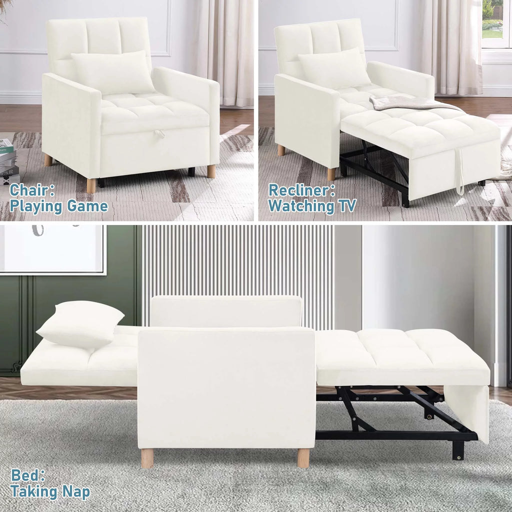 Gray Convertible Sleeper Chair Bed W6404