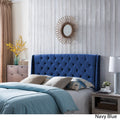 Navy Blue Velvet Queen Headboard K335482