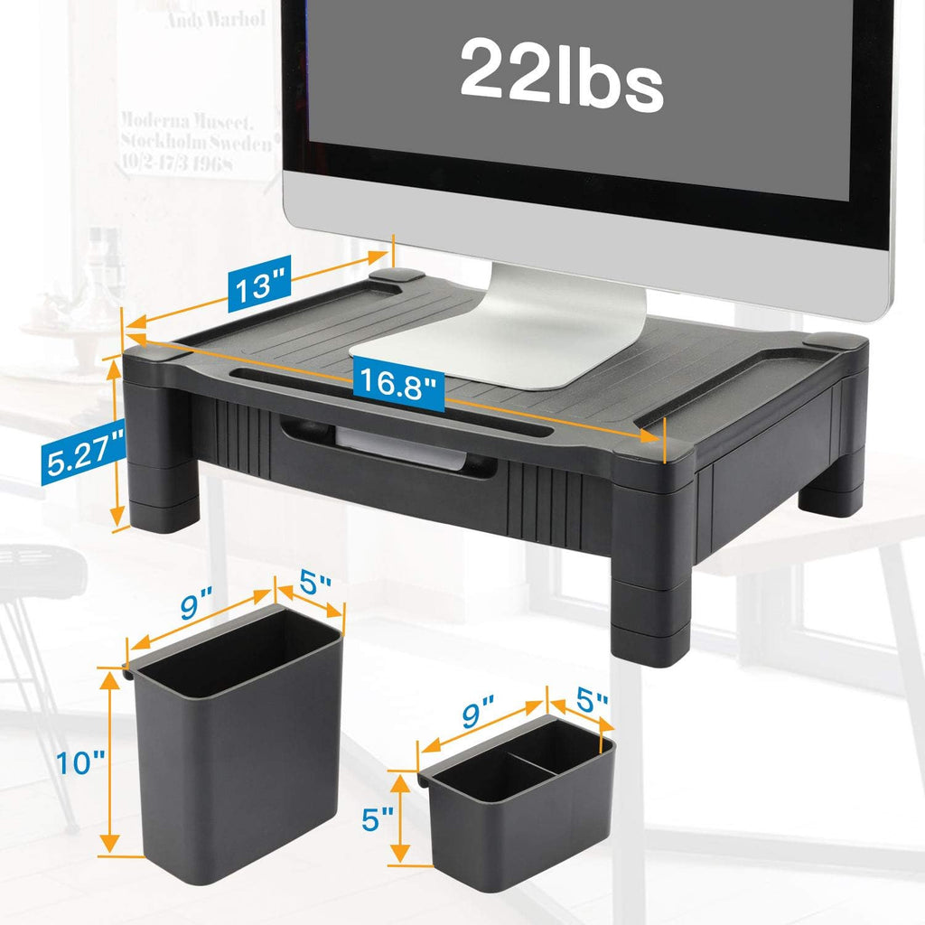 Monitor Stand with Drawer, Adjustable Computer Riser, Pack of 2 S3057