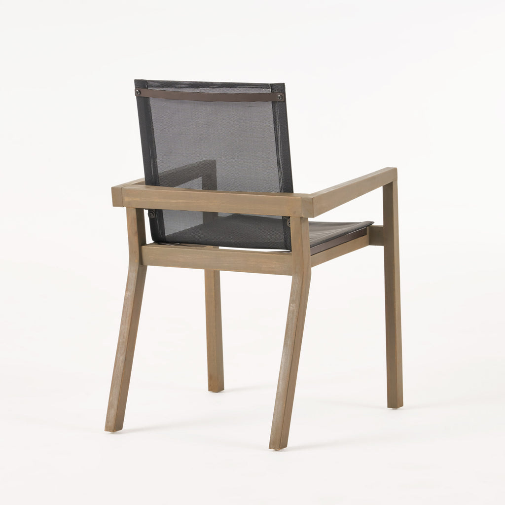 Gray and Black 2-Seater Acacia Wood Dining Set with Round Table P7902