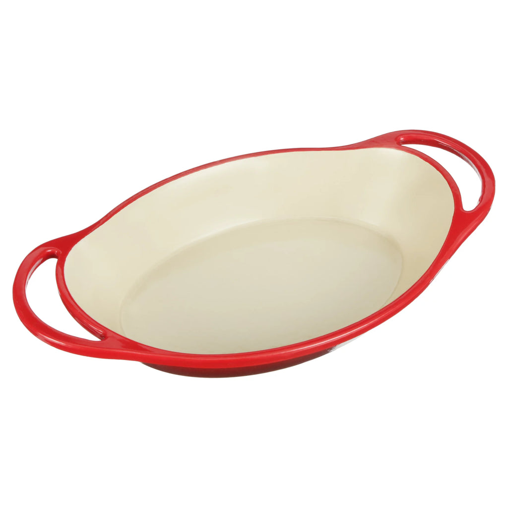 Red Enameled Cast Iron 2 Quart Oval Casserole U46304