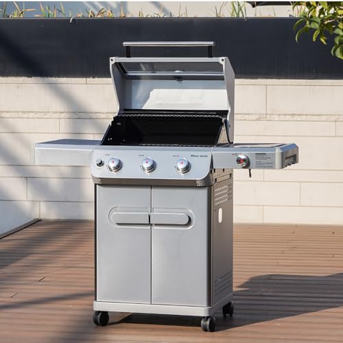 Stainless Steel 3 Burner Propane Gas Grill with Side Burner S30788