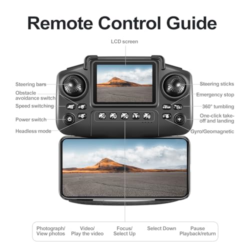 Mini Drone with Screen Controller, 2 Batteries, Foldable Y8445