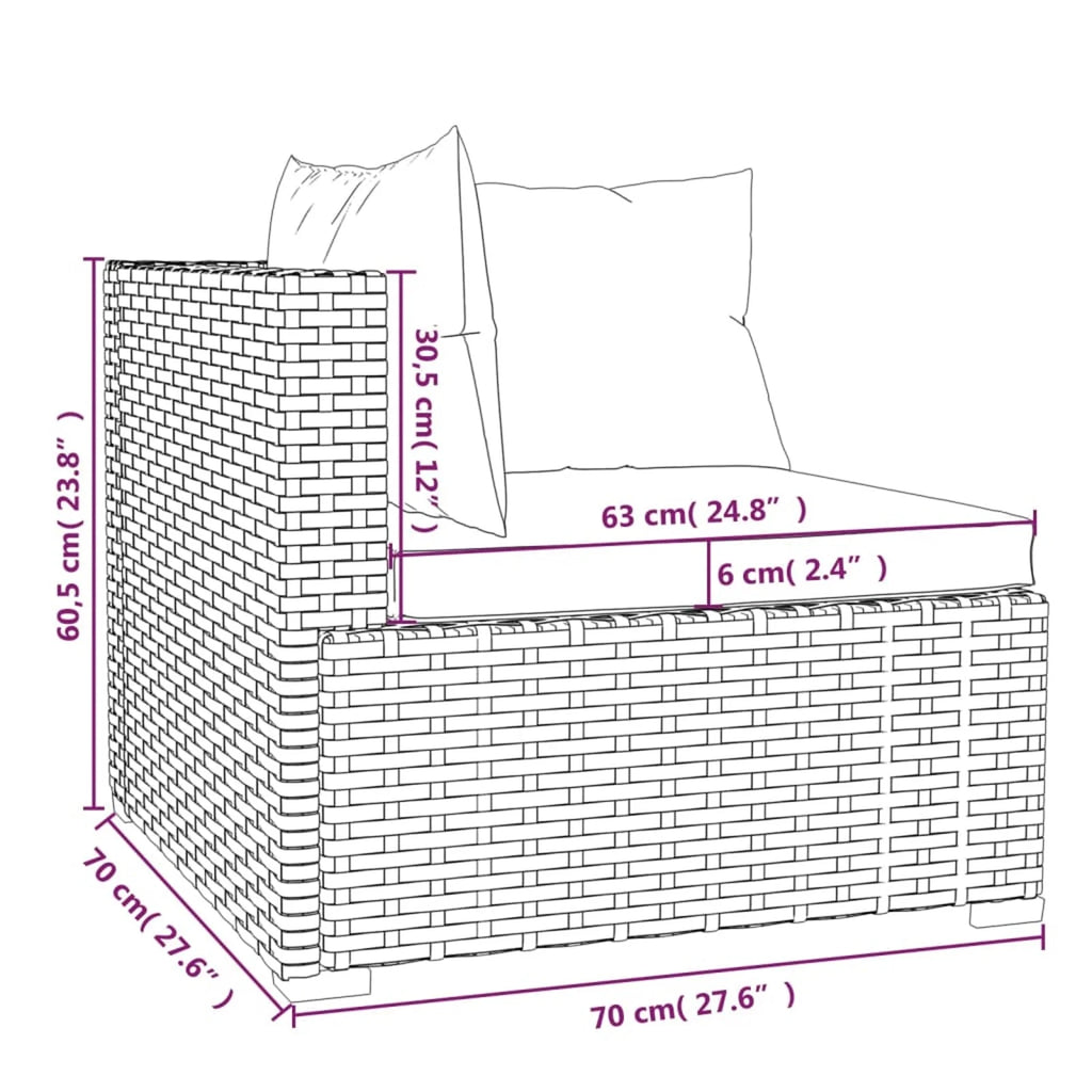 9 Piece Poly Rattan Outdoor Sectional Sofa Set with Anthracite Cushions Steel Frame Z849840