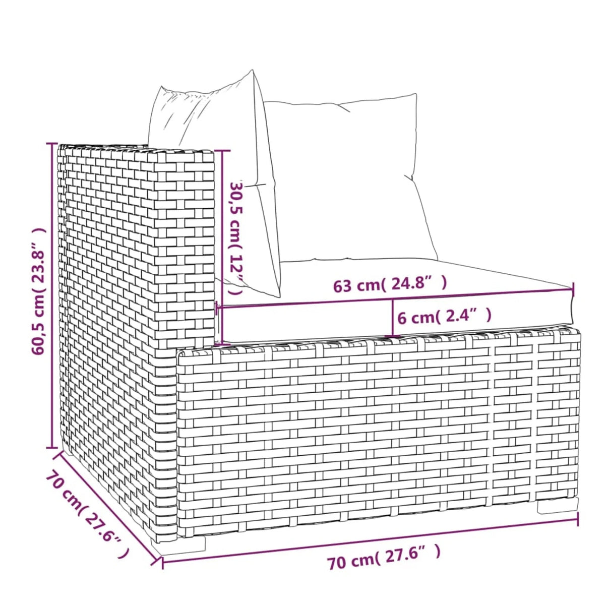 9 Piece Poly Rattan Outdoor Sectional Sofa Set with Anthracite Cushions Steel Frame Z849840