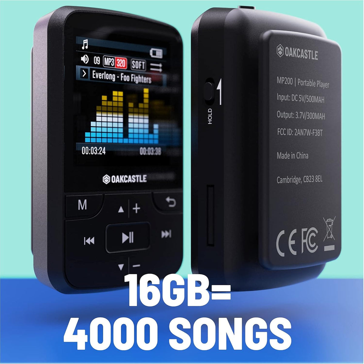 16GB MP3 Player with Bluetooth, FM Radio, Micro SD Slot, Pack of 2 O550