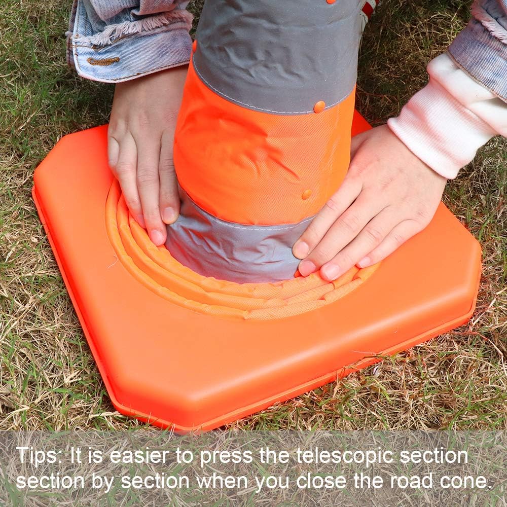 4 Pack Orange Collapsible Traffic Cones with LED Light H86917