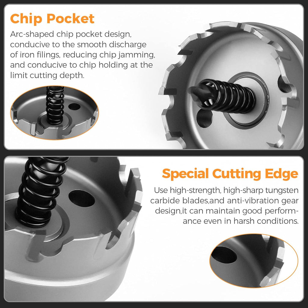 Carbide Hole Saw Kit 6-Piece with Pilot Bit and L-Wrench in Molded Plastic Case B5529