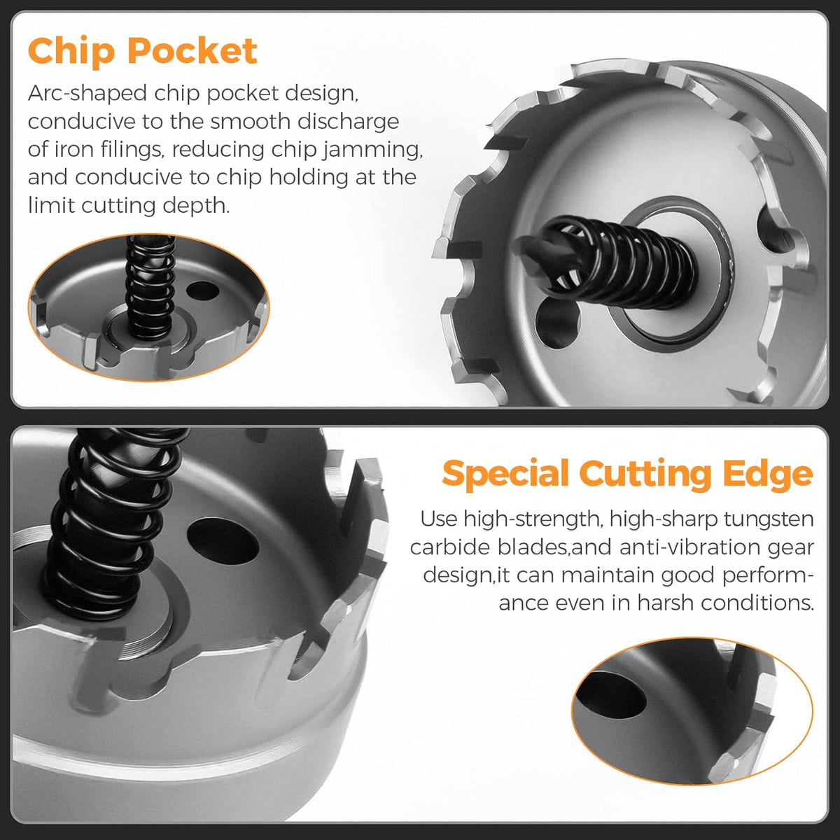 Carbide Hole Saw Kit 6-Piece with Pilot Bit and L-Wrench in Molded Plastic Case B5529