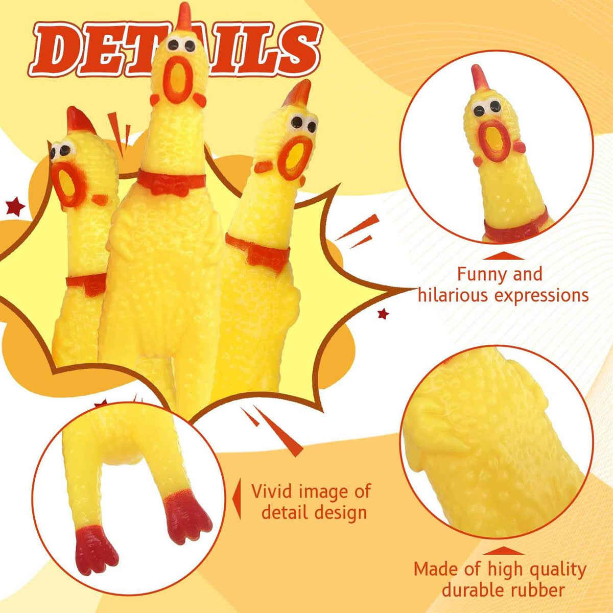 Yellow Rubber Chicken Dog Toys K4537