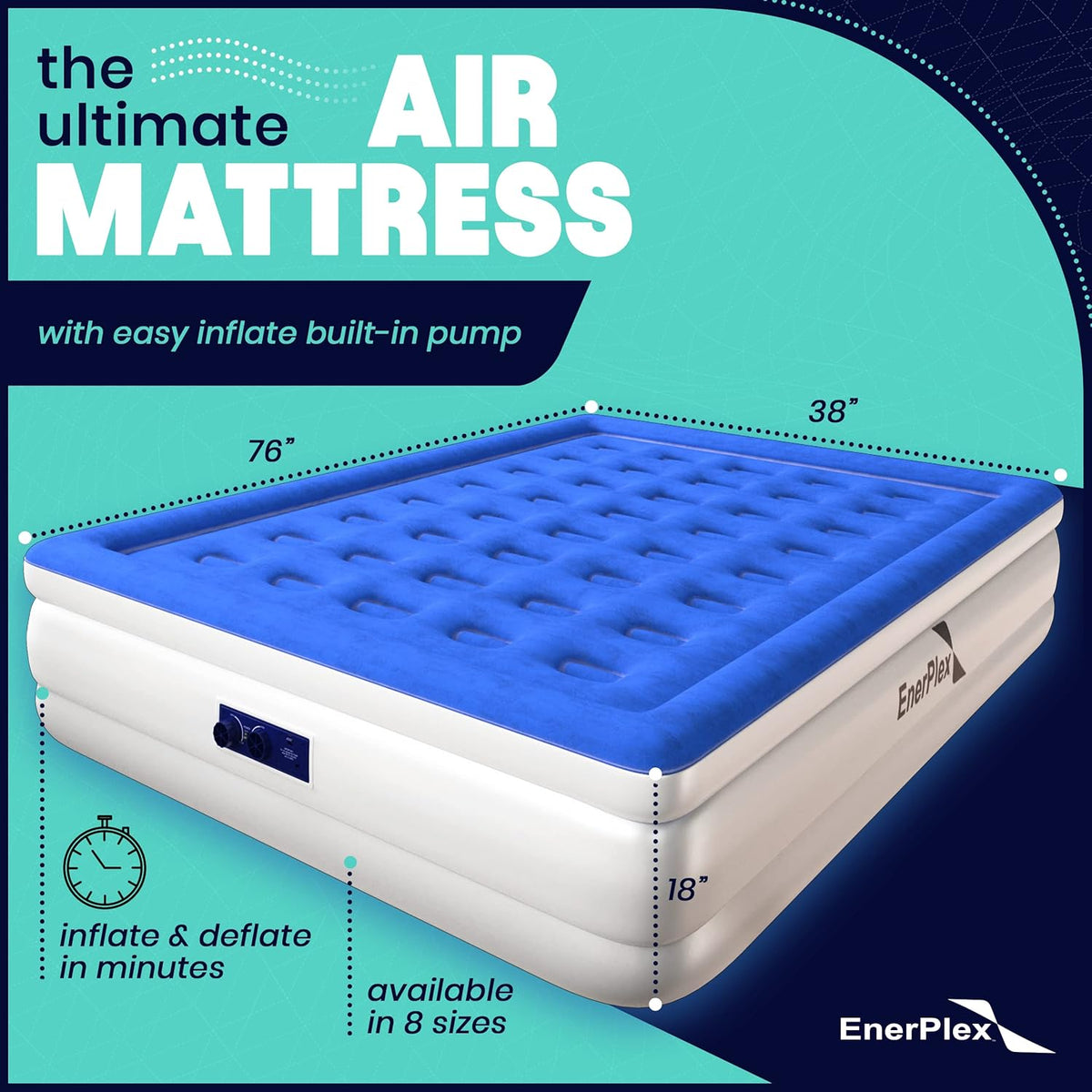 Twin 13 Inch Double Height Inflatable Air Mattress with Built-in Dual Pump D86566
