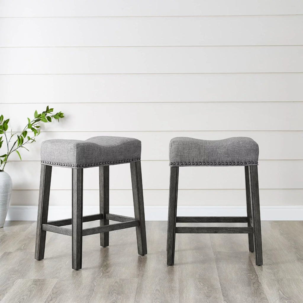 Gray Fabric Saddle Stool Set of 2 C11267