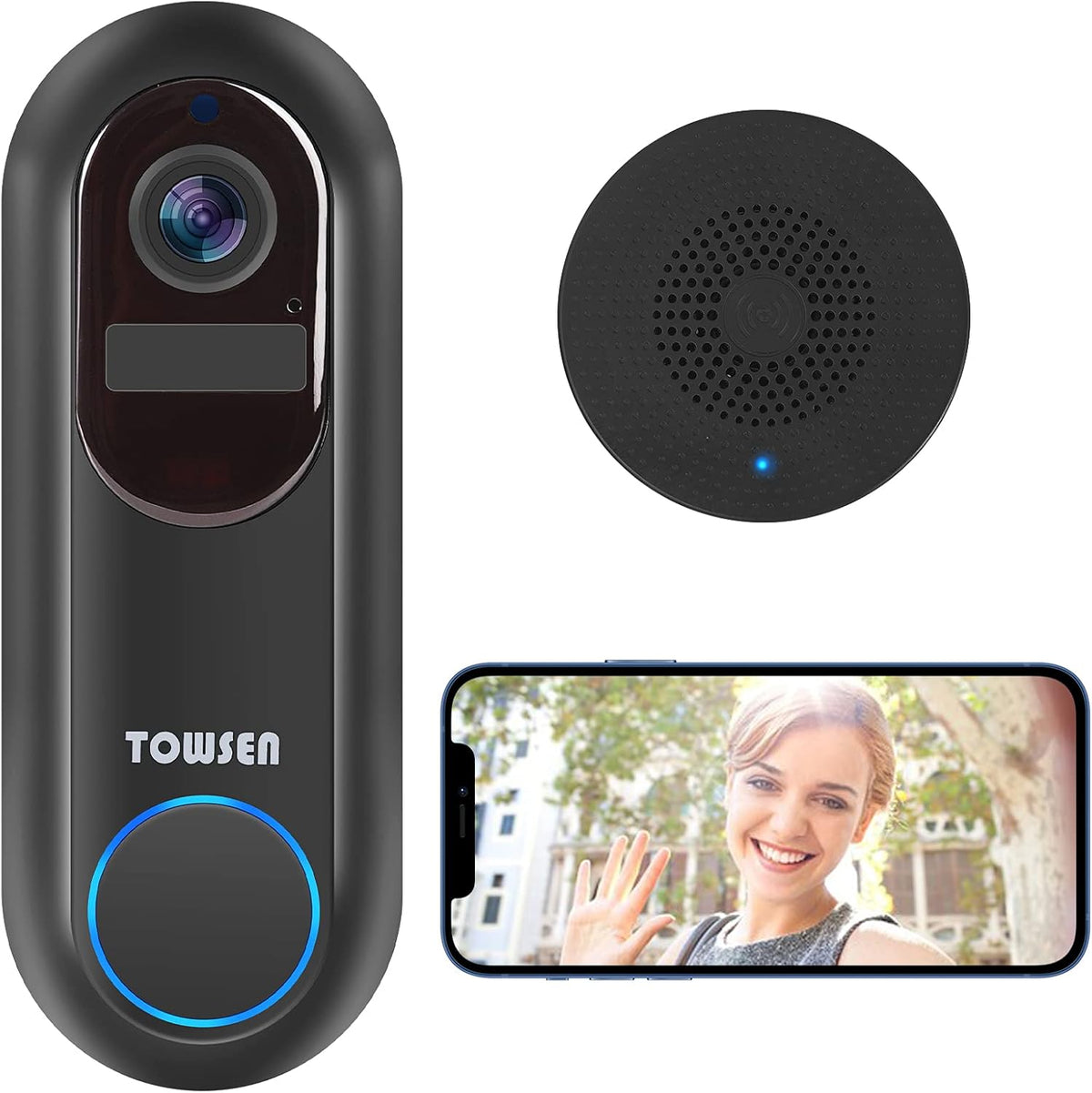 2 Pack Video Doorbell Camera with Chime H2512