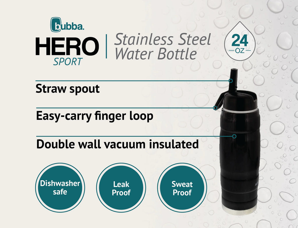 Black and Pink 24oz Stainless Steel Water Bottle L354
