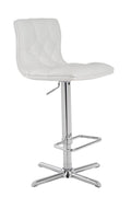 White Leatherette and Steel Bar Stool L351
