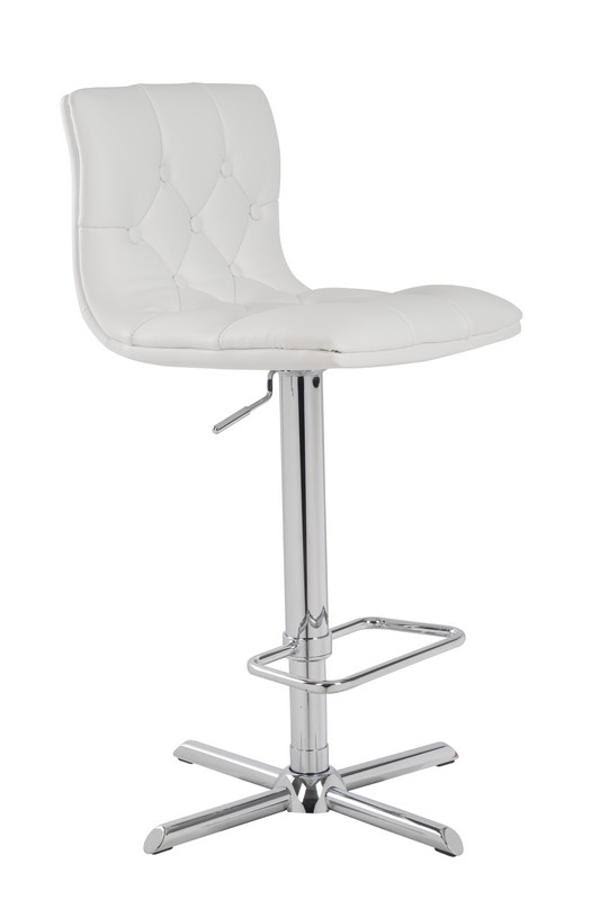 White Leatherette and Steel Bar Stool L351