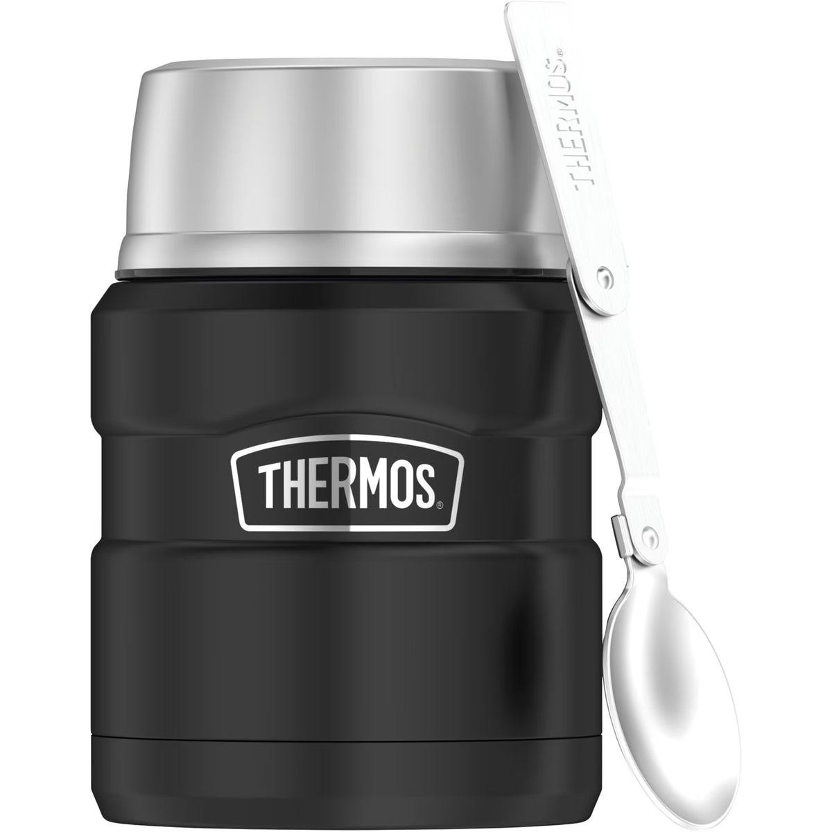Black Stainless Steel Vacuum Insulated Food Jar With Spoon, 16 oz U3934