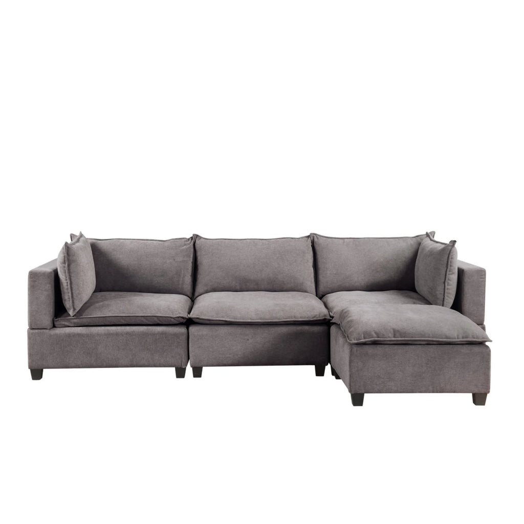 Light Gray Fabric Reversible Sectional Sofa Ottoman X731