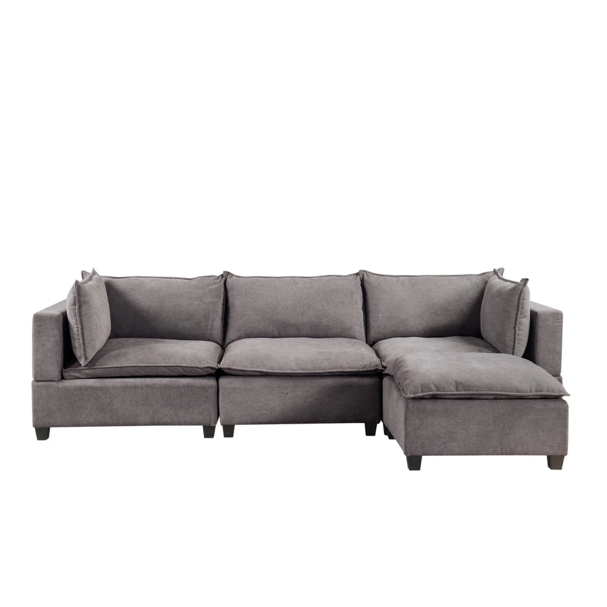 Light Gray Fabric Reversible Sectional Sofa Ottoman X731