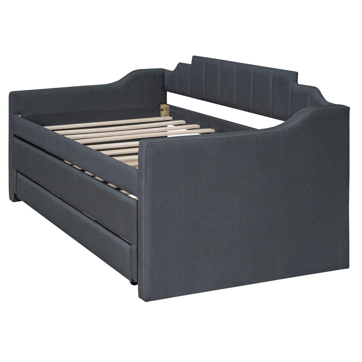 Twin Size Upholstered Daybed with Trundle and Drawers, Dark Gray U969530