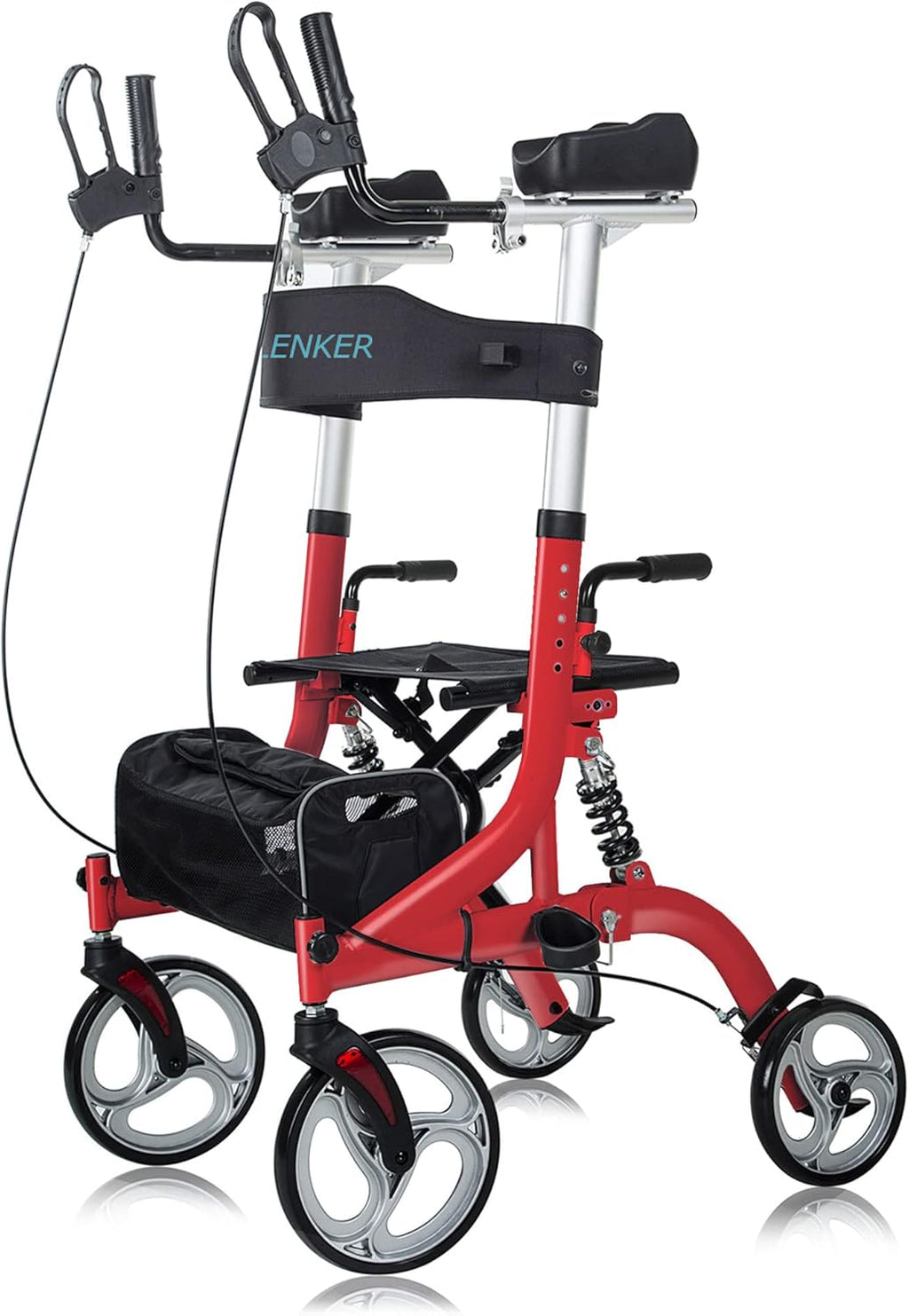 Red Upright Rollator Walker with Shock Absorber H324