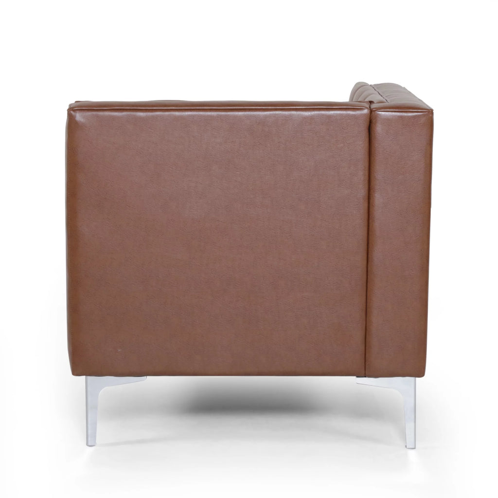 Cognac Brown Tufted Chaise Lounge L922