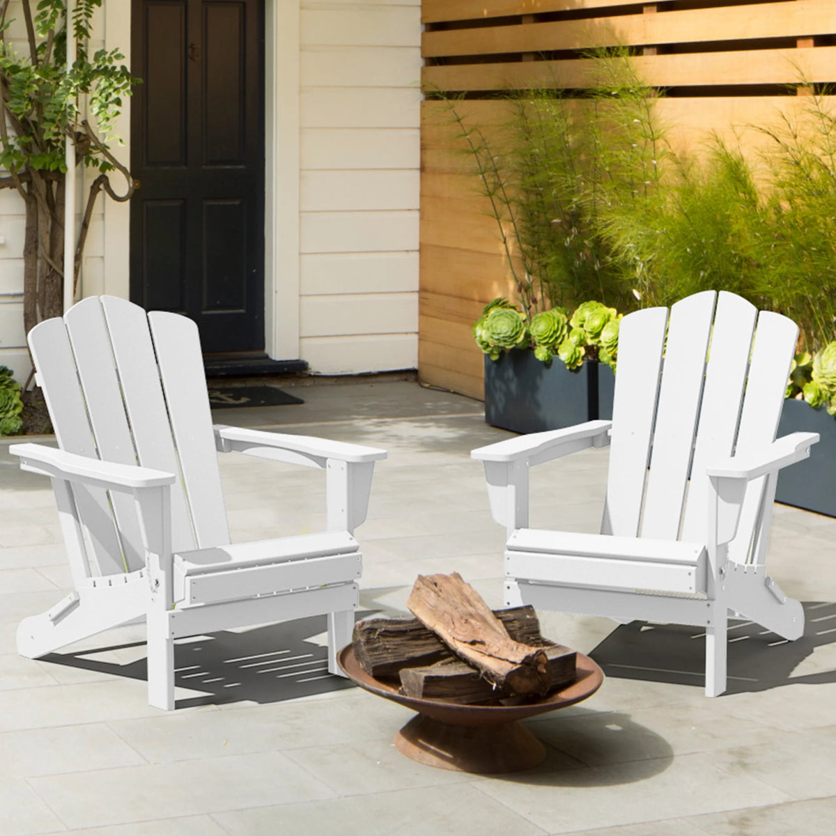White HDPE Folding Adirondack Chair M720