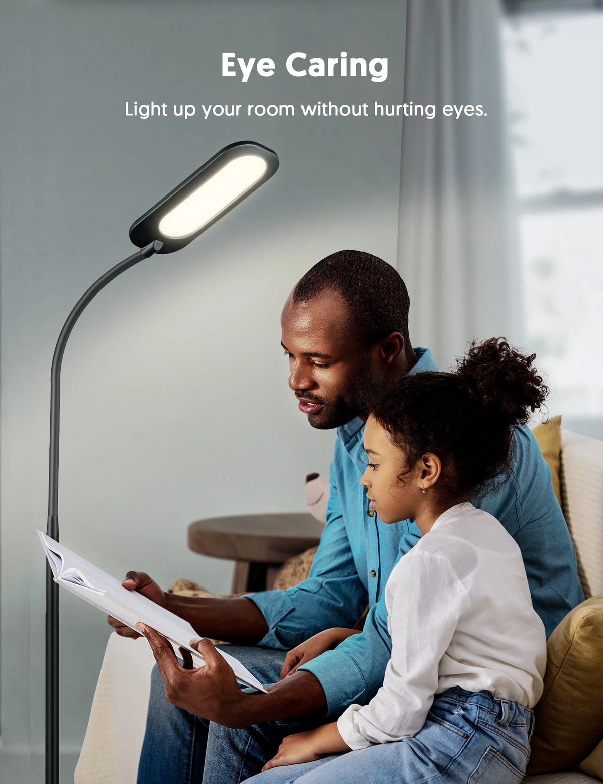 Dimmable Black Floor Lamp with Adjustable Gooseneck V766