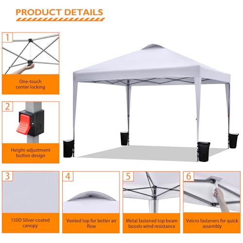 Silver-Coated White Pop Up Canopy Tent T70248