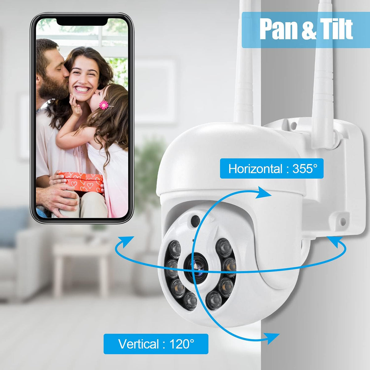 2K Wireless 8CH NVR 4PCS Outdoor WiFi PT Camera with Night Vision M3632