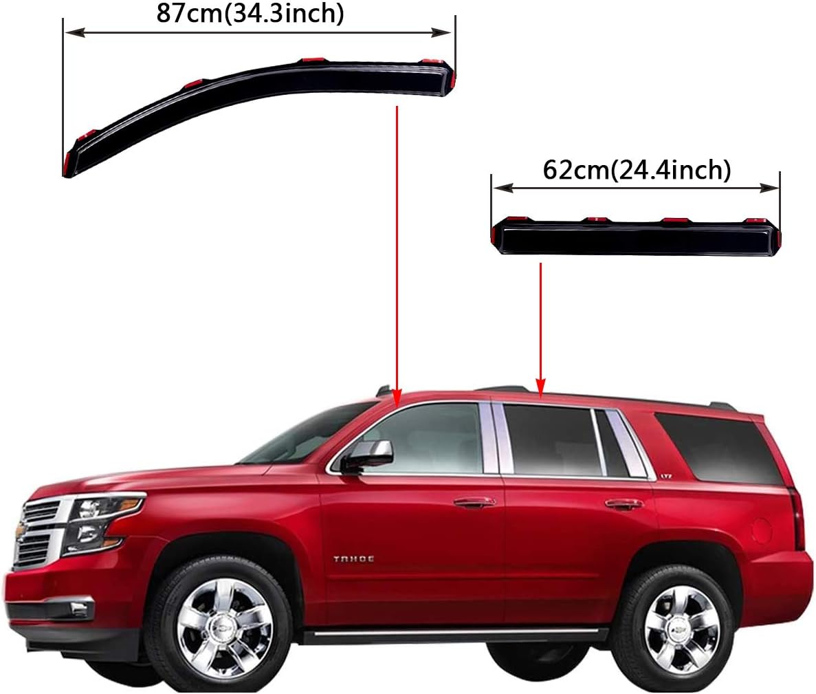4 PCS Dark Smoke In-Channel Side Window Deflector Rain Guard Z305