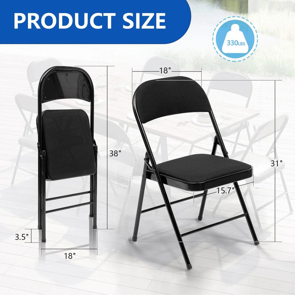 Black Fabric Upholstered Folding Chairs 6 Pack O939